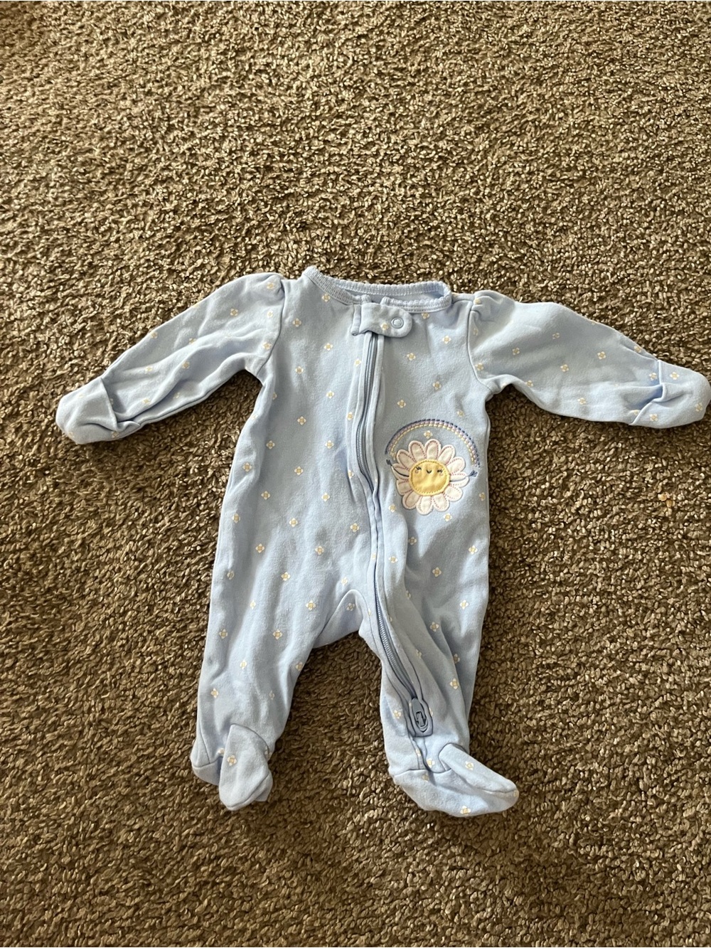 Carter’s Baby Blue Sunflower Footed One-Piece Newborn